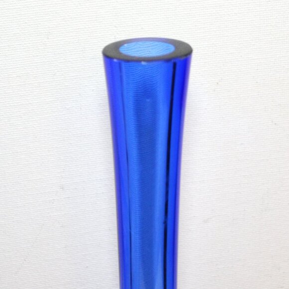 Vintage Murano Art Glass Tear Drop Bud Vase Colbalt Blue And Clear - Picture 2 of 4
